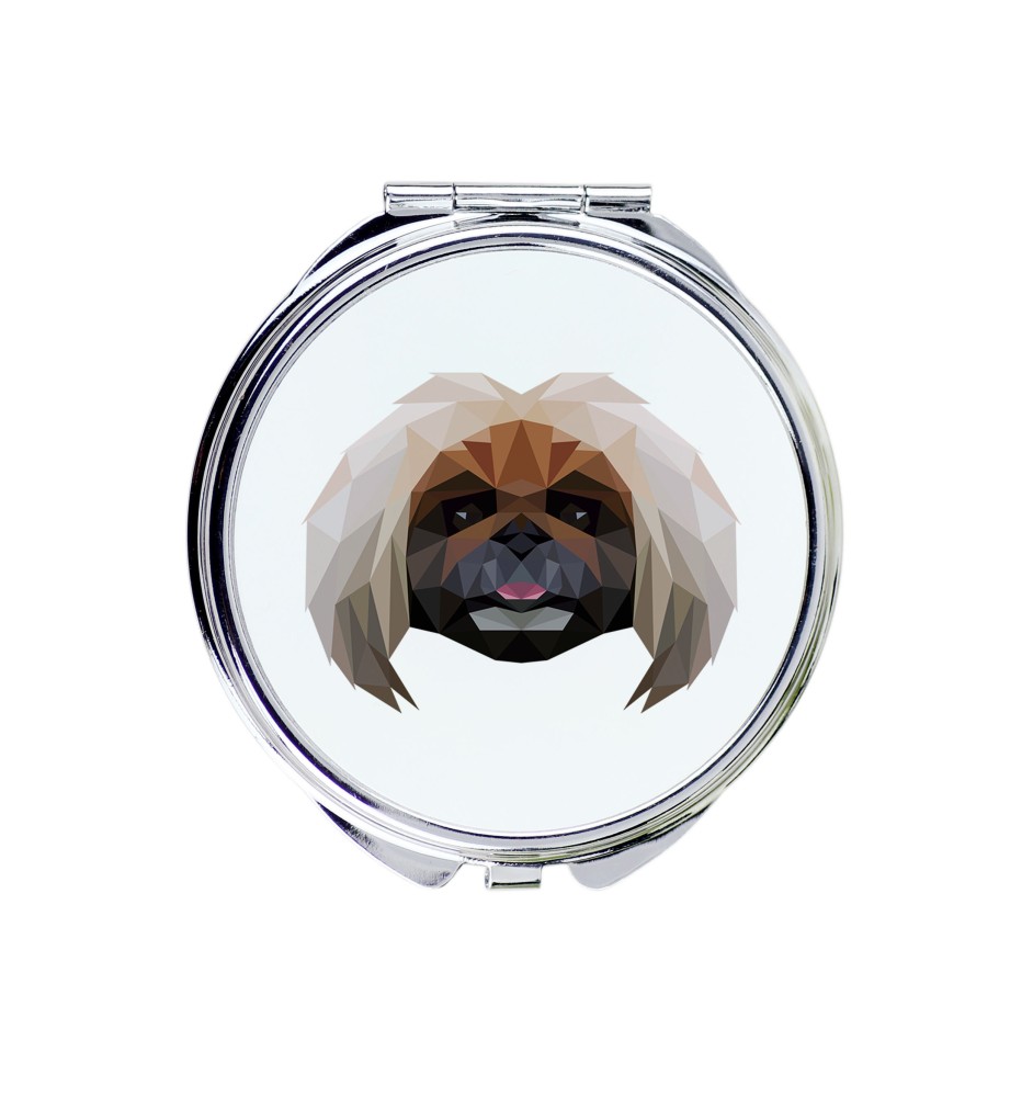 Pékinois - miroir avec une image et un motif géométrique de la marque Art-Dog
