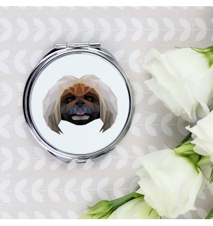 Pekingese, Pekinese, Peking-Palasthund - Spiegel mit Foto und geometrischem Aufdruck der Marke Art-Dog