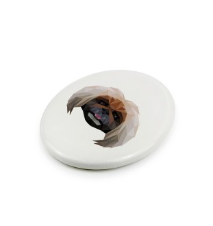 Pekingese, Pekinese, Peke - a plate with a geometric design and the brand name Art-Dog