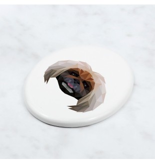 Pekingese, Pekinese, Peke - a plate with a geometric design and the brand name Art-Dog