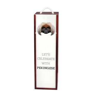 Pekingese, Pekinese, Peke - geometric box with a picture and inscription for wine by Art-Dog