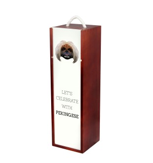 Pekingese, Pekinese, Peke - geometric box with a picture and inscription for wine by Art-Dog