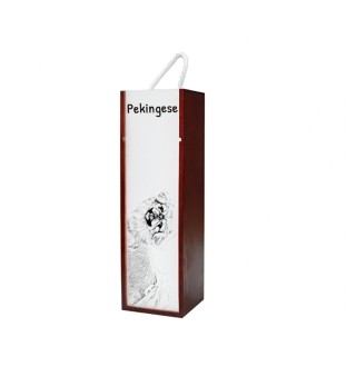 Pekingese, Pekinese, Peking-Palasthund - Weinbox mit Hund, Alkoholbox mit Grafik, personalisierte Geschenkbox der Marke Art-Dog