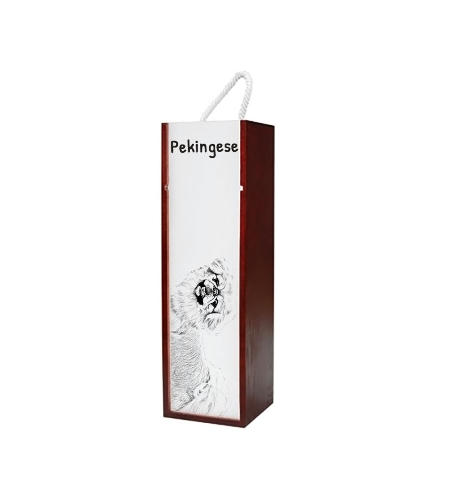 Pekingese, Pekinese, Peking-Palasthund - Weinbox mit Hund, Alkoholbox mit Grafik, personalisierte Geschenkbox der Marke Art-Dog