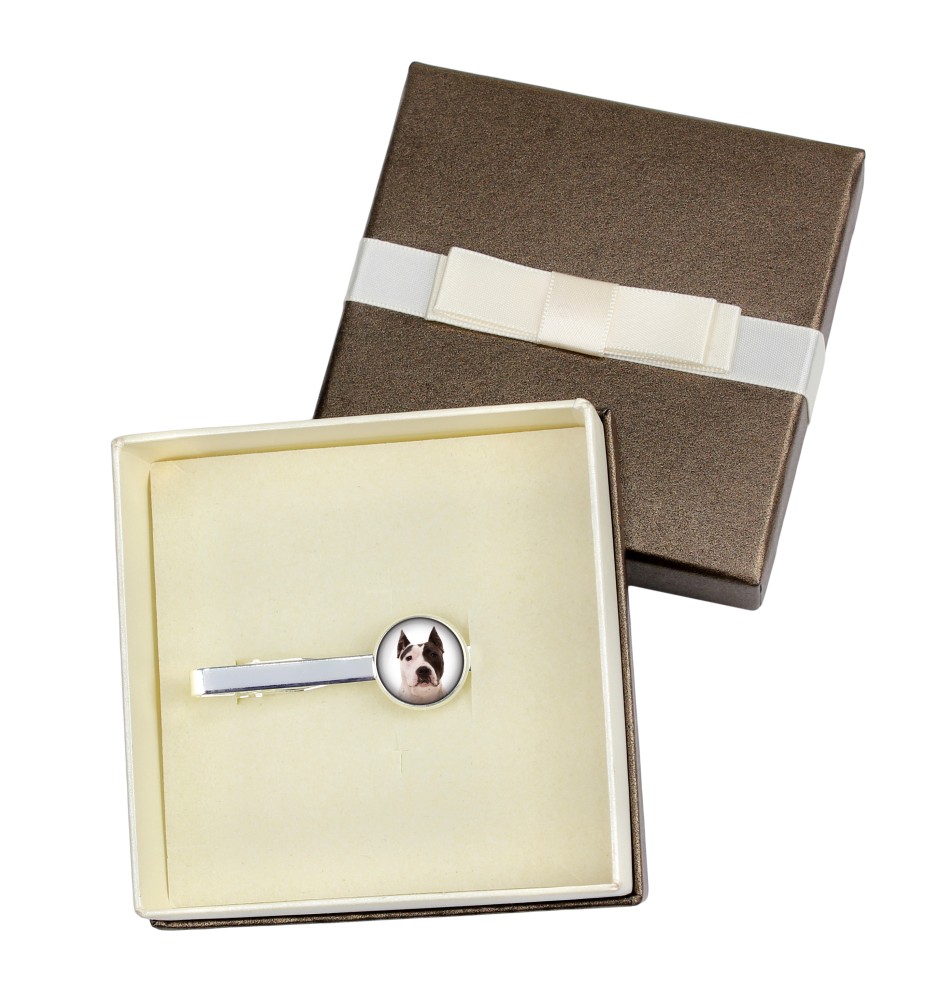 American Staffordshire Terrier, Amstaff, Am staff, Staff - pince à cravate dans une boîte, cravate élégante, bijoux personnalisés de la marque Art-Dog