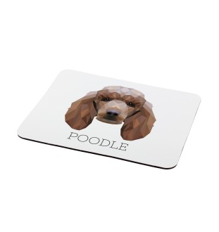Pudel - geometrisches Mauspad mit Bild und Aufschrift von Art-Dog
