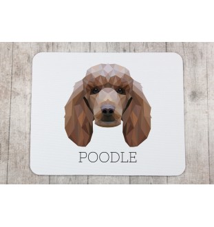 Caniche - tapis de souris géométrique avec photo et inscription Art-Dog