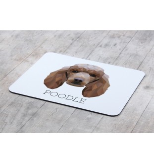 Pudel - geometrisches Mauspad mit Bild und Aufschrift von Art-Dog