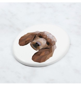 Pudel - Fliese mit geometrischem Bild und Schriftzug der Marke Art-Dog