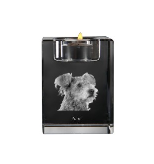 Pumi - Kerzenhalter mit Hundefoto, Teelichthalter aus Kristall, personalisiertes Geschenk der Marke Art-Dog