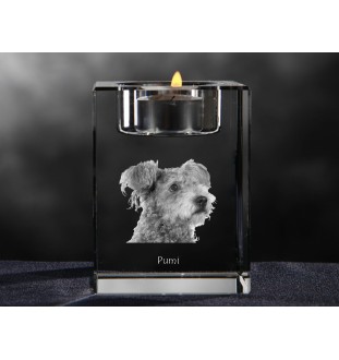Pumi - Bougeoir avec photo de chien, porte bougie en cristal, cadeau personnalisé par la marque Art-Dog