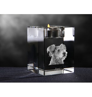Pumi - Bougeoir avec photo de chien, porte bougie en cristal, cadeau personnalisé par la marque Art-Dog