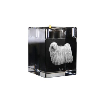 Puli - Kerzenhalter mit Hundefoto, Teelichthalter aus Kristall, personalisiertes Geschenk der Marke Art-Dog