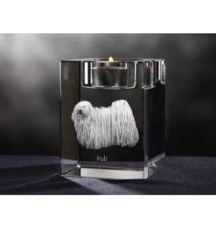 Puli - Kerzenhalter mit Hundefoto, Teelichthalter aus Kristall, personalisiertes Geschenk der Marke Art-Dog