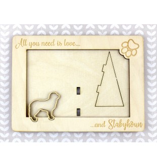 Chien d'arrêt frison, Stabyhoun - Cadre photo, cadre en bois gravé, un joli gadget pour l'amoureux des chiens par Art-Dog