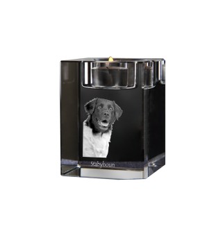 Chien d'arrêt frison, Stabyhoun - Bougeoir avec photo de chien, porte bougie en cristal, cadeau personnalisé par la marque Art-Dog