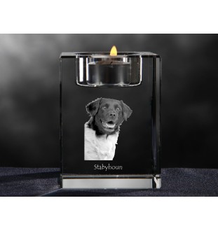 Stabyhoun,  Friesischer Vorstehhund, Stabijhoun - Kerzenhalter mit Hundefoto, Teelichthalter aus Kristall, personalisiertes Geschenk der Marke Art-Dog