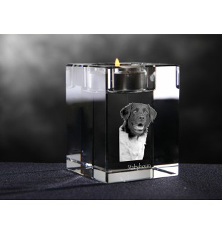 Chien d'arrêt frison, Stabyhoun - Bougeoir avec photo de chien, porte bougie en cristal, cadeau personnalisé par la marque Art-Dog