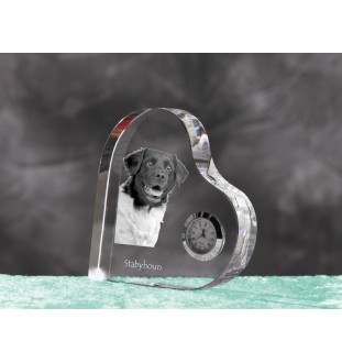 Stabyhoun,  Friesischer Vorstehhund, Stabijhoun - Kristalluhr mit einem Hundebild, Herzregal-Uhr, personalisierte Standuhr der Marke Art-Dog