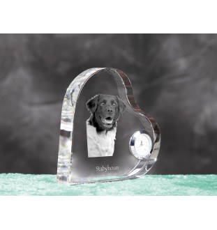Stabyhoun,  Friesischer Vorstehhund, Stabijhoun - Kristalluhr mit einem Hundebild, Herzregal-Uhr, personalisierte Standuhr der Marke Art-Dog
