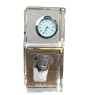 Stabyhoun,  Friesischer Vorstehhund, Stabijhoun - Kristalluhr mit Foto, Hundebild im Kristall, personalisierte Schreibtischuhr von Art-Dog.