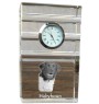 Chien d'arrêt frison, Stabyhoun - une horloge en verre avec une photo, une photo de chien dans un cristal, une horloge de bureau personnalisée de la marque Art-Dog