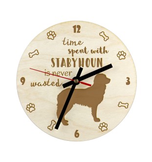 Chien d'arrêt frison, Stabyhoun - horloge avec chien, horloge en bois, horloge murale pour les amoureux des chiens, horloge de bureau et étagère, Art-Dog