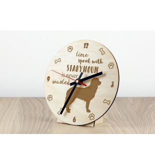 Chien d'arrêt frison, Stabyhoun - horloge avec chien, horloge en bois, horloge murale pour les amoureux des chiens, horloge de bureau et étagère, Art-Dog