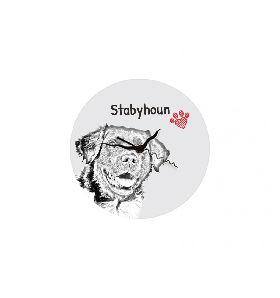 Stabyhoun,  Friesischer Vorstehhund, Stabijhoun - Wanduhr mit Hund, Regal Uhr mit Druck, personalisierte Hausdekoration von Art-Dog.
