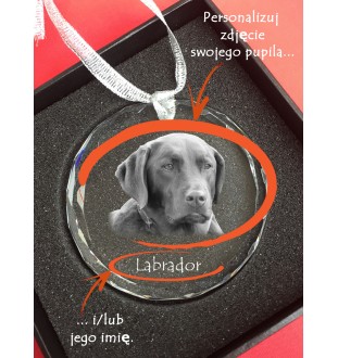 Vizsla - crystal bauble with a photo, dog photo in crystal, personalized Christmas tree ornament by Art-Dog brand
