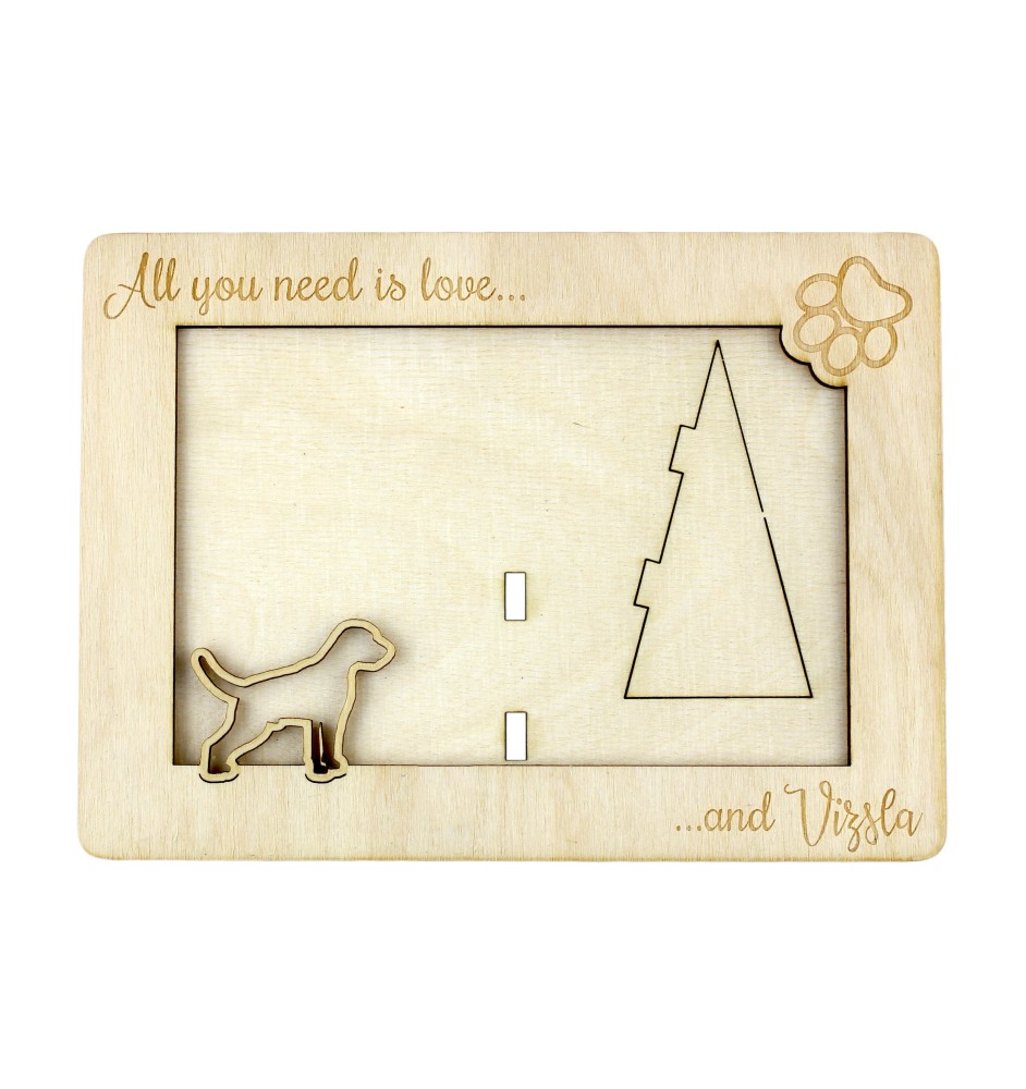 Vizsla - Cadre photo, cadre en bois gravé, un joli gadget pour l'amoureux des chiens par Art-Dog