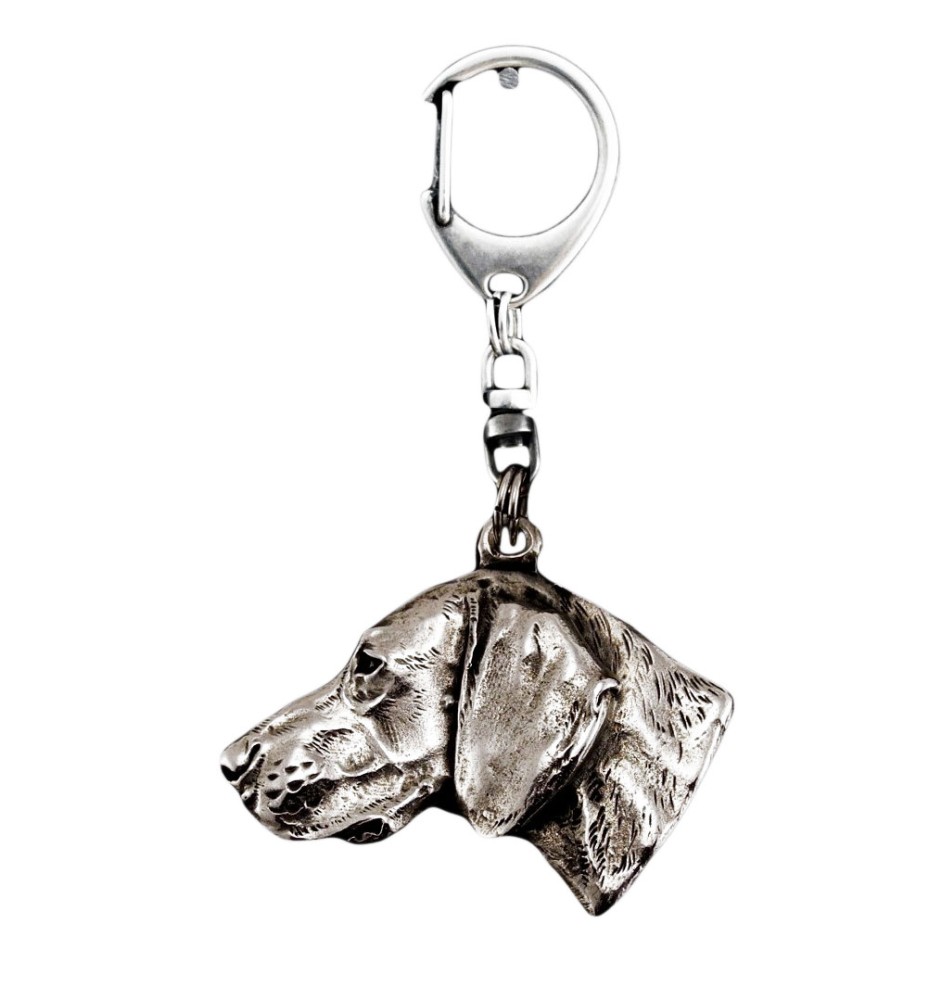 Weimaraner, Grey Ghost - Silver-plated key ring with dog, handbag decoration, backpack pendant by Art-Dog brand