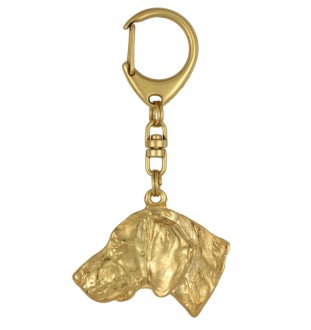 Weimaraner, Grey Ghost - Gilded key ring with dog in gift box, handbag decoration, luxury accessory by Art-Dog brand