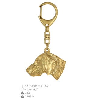 Weimaraner, Grey Ghost - Gilded key ring with dog in gift box, handbag decoration, luxury accessory by Art-Dog brand