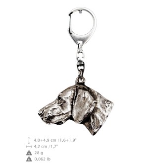 Weimaraner, Grey Ghost - Silver-plated key ring with a dog in a gift box, handbag decoration, backpack pendant by Art-Dog brand