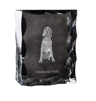 Vizsla - crystal with a picture of a dog, glass statuette with a picture, unique frame with a picture from Art-Dog brand