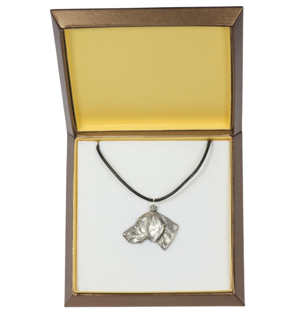 Weimaraner, Grey Ghost - Dog necklace in gift box, silver-plated locket for dog fan, striking pendant by Art-Dog brand