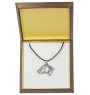 Weimaraner, Weimaraner Vorstehhund - Hundehalsband in Geschenkbox, versilbertes Medaillon für Hundefans, markanter Anhänger der Marke Art-Dog