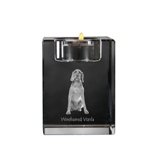 Vizsla - Candle holder with dog photo, crystal tealight holder, personalised gift by Art-Dog brand