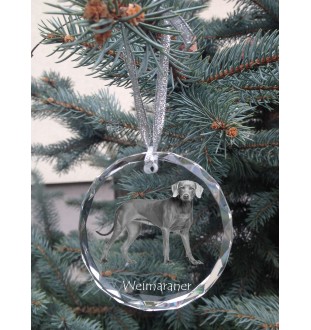 Weimaraner, Weimaraner Vorstehhund - Kristallkugel mit Foto, Hundebild im Kristall, personalisierter Christbaumschmuck von Art-Dog.