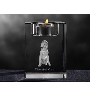 Vizsla - Candle holder with dog photo, crystal tealight holder, personalised gift by Art-Dog brand