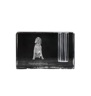 Vizsla - Pen stand, crystal organiser with dog photo, unique desk decoration by Art-Dog brand