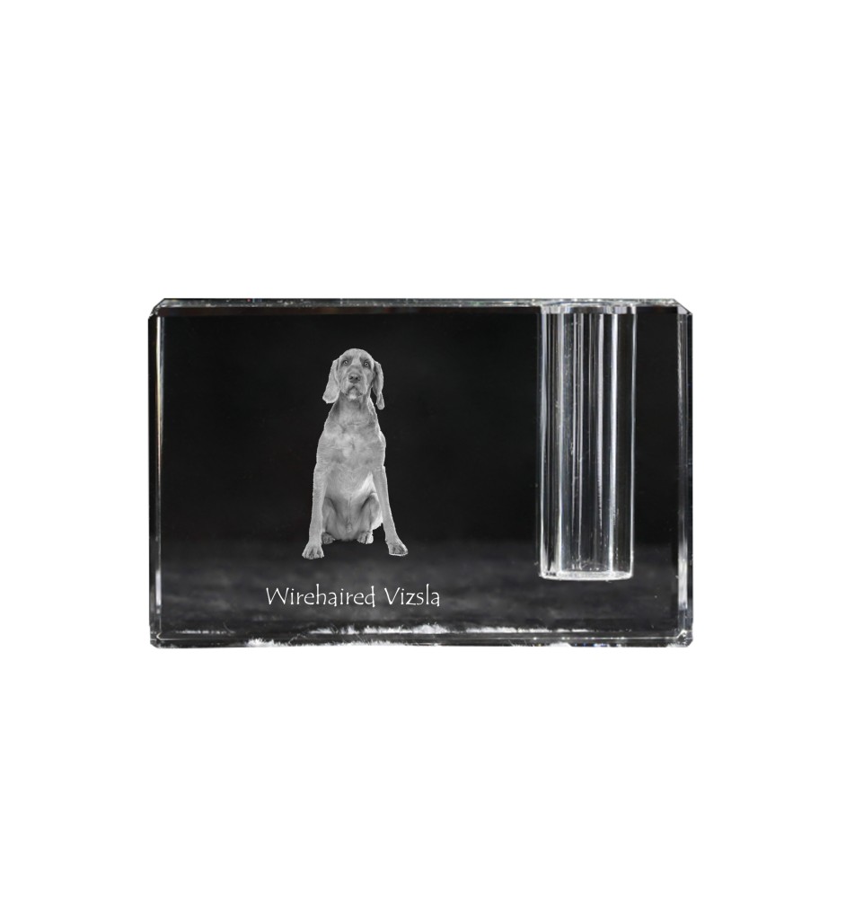 Vizsla - Porte-stylos, organiseur en cristal avec photo de chien, décoration de bureau unique par la marque Art-Dog