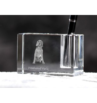 Vizsla - Pen stand, crystal organiser with dog photo, unique desk decoration by Art-Dog brand