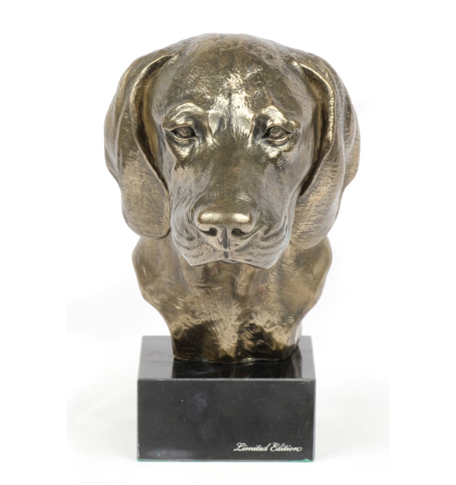 Braque de Weimar, Weimaraner - Statue de chien, buste sur socle en pierre, sculpture, trophée pour exposition canine par la marque Art-Dog