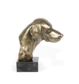 Braque de Weimar, Weimaraner - Statue de chien, buste sur socle en pierre, sculpture, trophée pour exposition canine par la marque Art-Dog