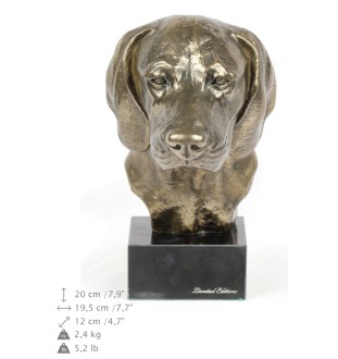 Braque de Weimar, Weimaraner - Statue de chien, buste sur socle en pierre, sculpture, trophée pour exposition canine par la marque Art-Dog