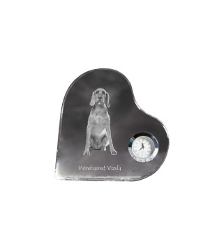 Vizsla - crystal clock with a dog picture, heart-shaped shelf clock, personalized standing clock by Art-Dog brand