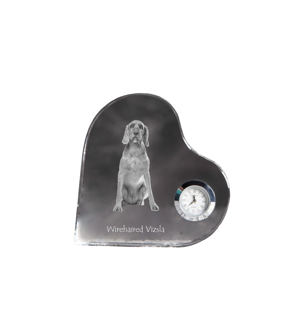 Vizsla - Kristalluhr mit einem Hundebild, Herzregal-Uhr, personalisierte Standuhr der Marke Art-Dog
