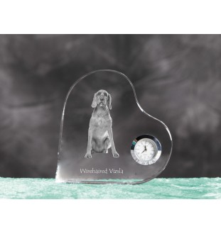 Vizsla - horloge en cristal avec une photo de chien, horloge de table en forme de cœur, horloge debout personnalisée de la marque Art-Dog
